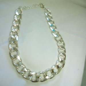 Large heavy silver tone ETC! necklace